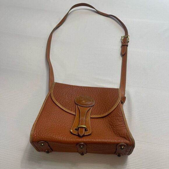 Vintage Dooney & Bourke Brown Pebbled Leather Crossbody Purse Handbag Bag - Picture 1 of 14